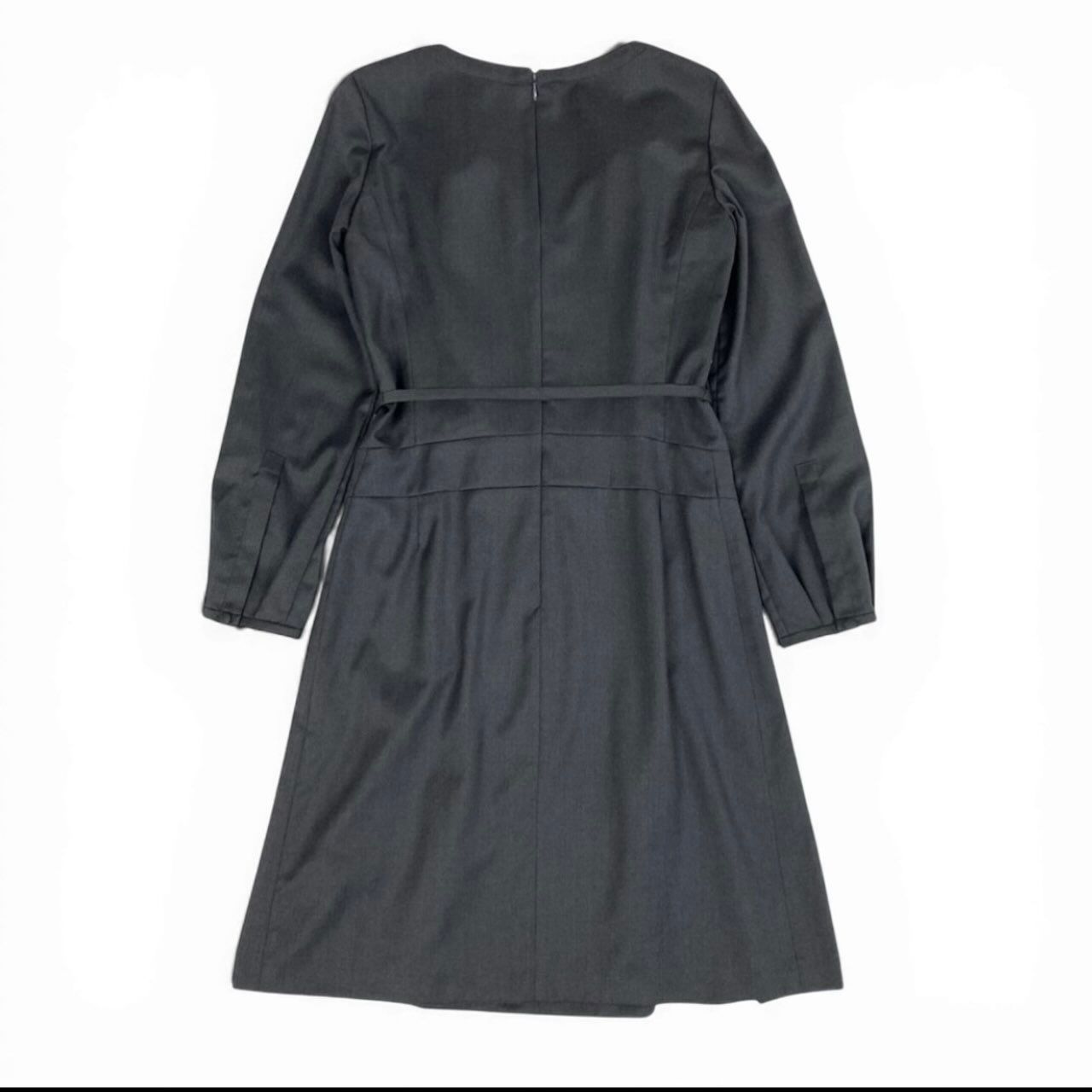 Celine Vintage Carriage Belt a Line Dress Gray Wool Rayon Polyurethane — view 3
