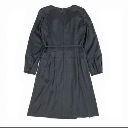 Celine Vintage Carriage Belt a Line Dress Gray Wool Rayon Polyurethane — view 3
