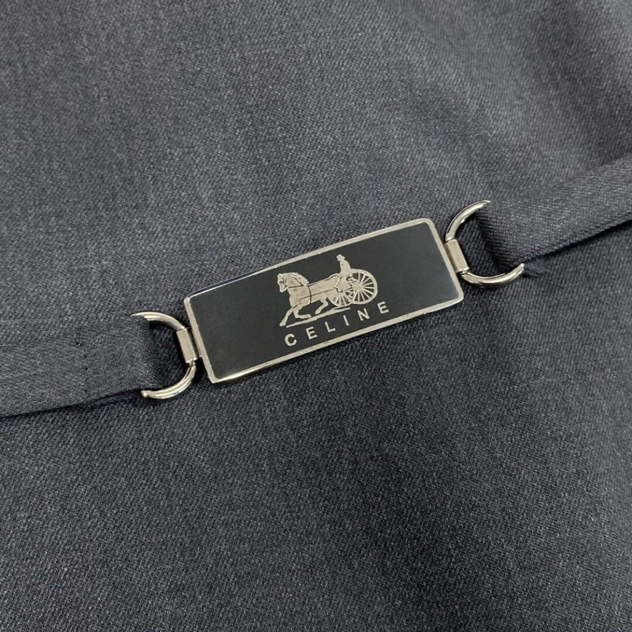 Celine Vintage Carriage Belt a Line Dress Gray Wool Rayon Polyurethane — view 7