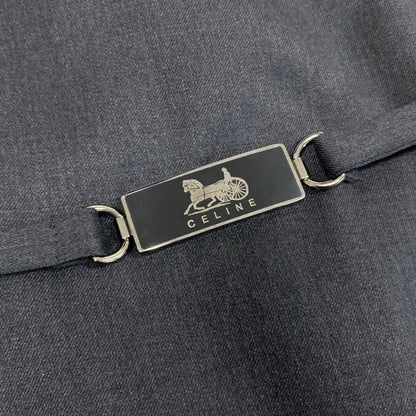Celine Vintage Carriage Belt a Line Dress Gray Wool Rayon Polyurethane — view 7