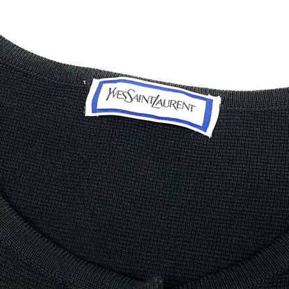Saint Laurent YSL Cardigan Knit Jacket Gold Button M Black — view 7