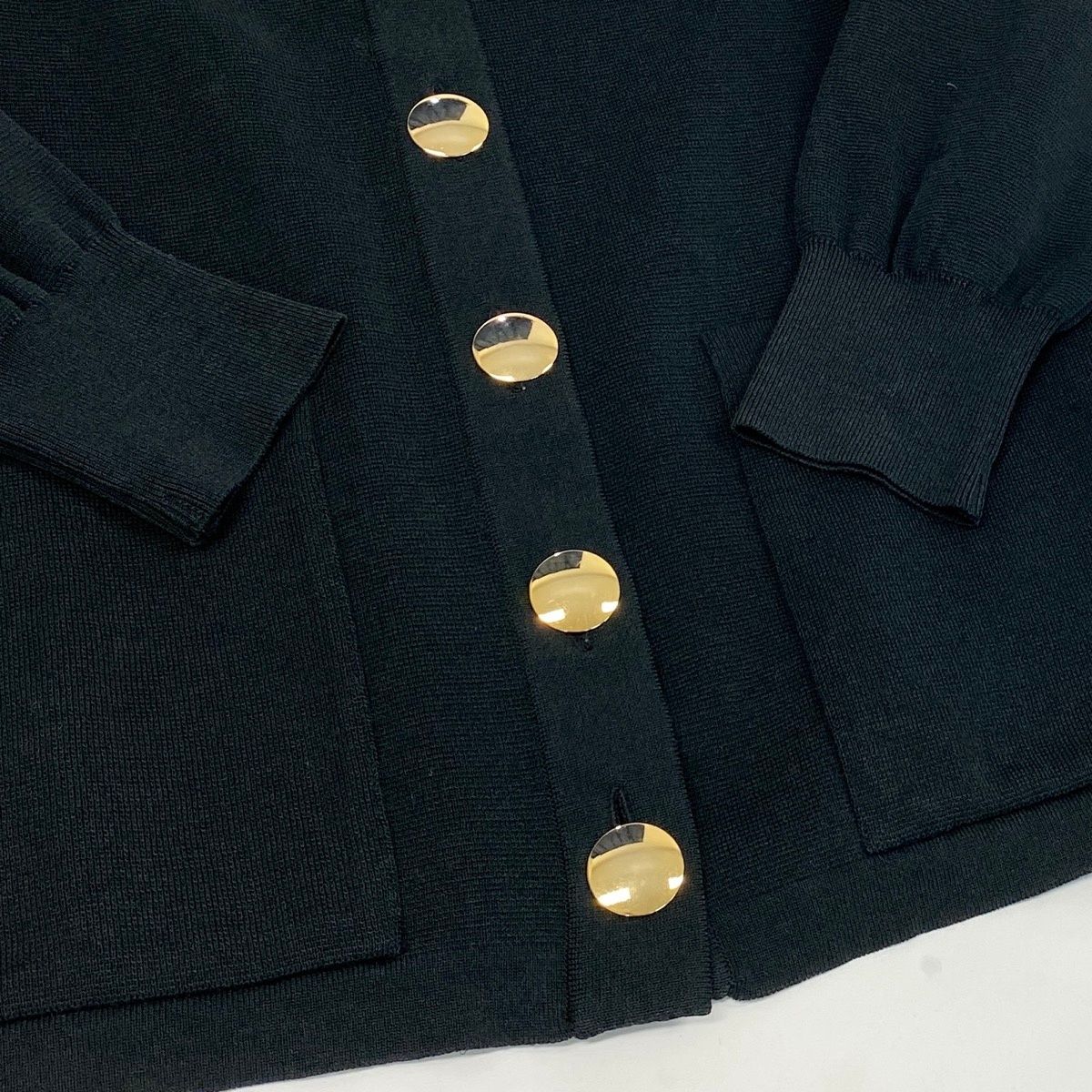 Saint Laurent YSL Cardigan Knit Jacket Gold Button M Black — view 6