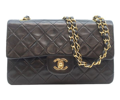 Chanel Black Lamb Gold Double Flap Quilted 23