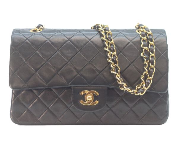 Chanel Black Lamb Gold Double Flap Quilted 25