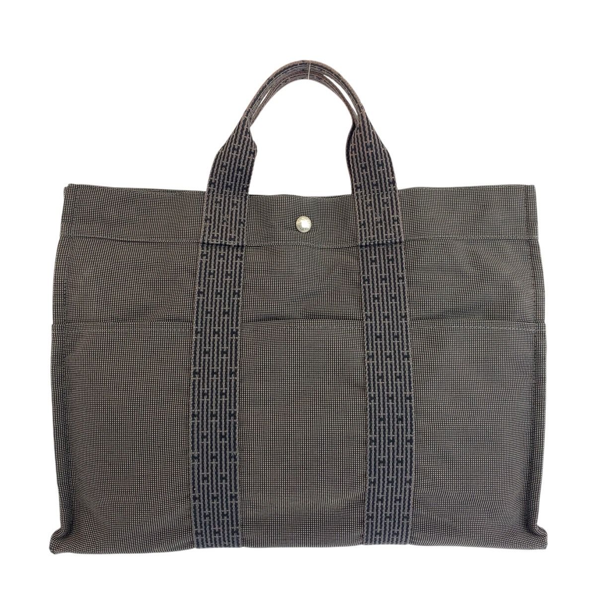 Hermes Her Line Gray Silver Polyamide Polyester Tote