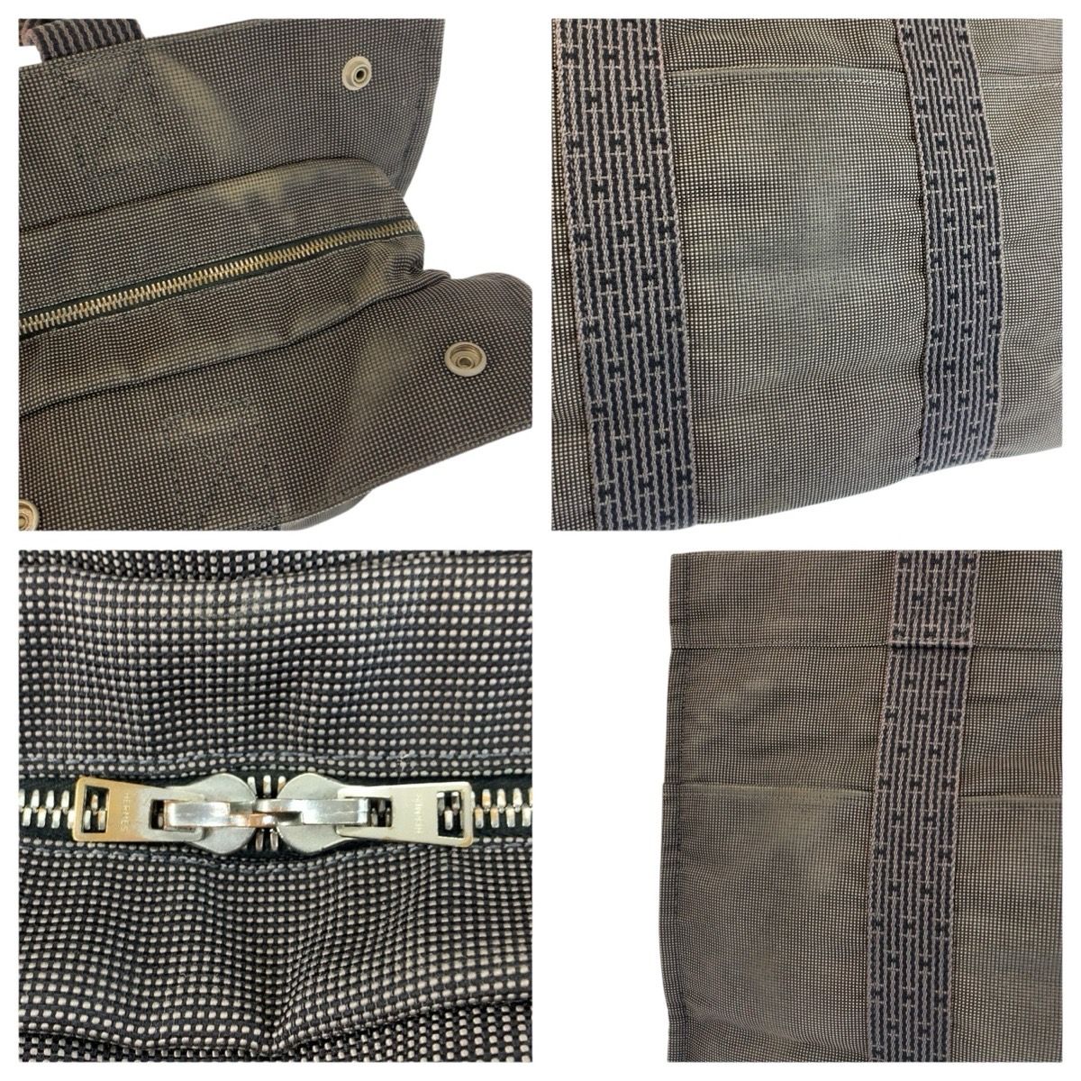 Hermes Her Line Gray Silver Polyamide Polyester Tote — view 5