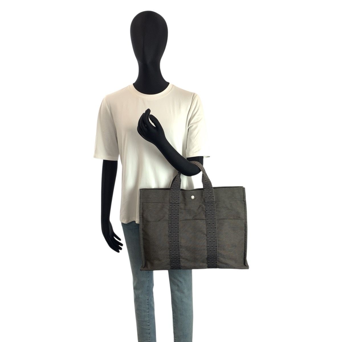 Hermes Her Line Gray Silver Polyamide Polyester Tote — view 6
