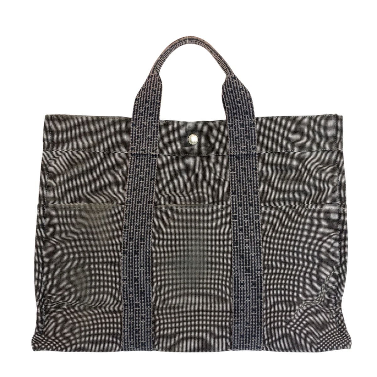 Hermes Her Line Gray Silver Polyamide Polyester Tote — view 2
