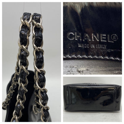 Chanel Tote CC Logo Black Perforated Leather Chain Business — view 4