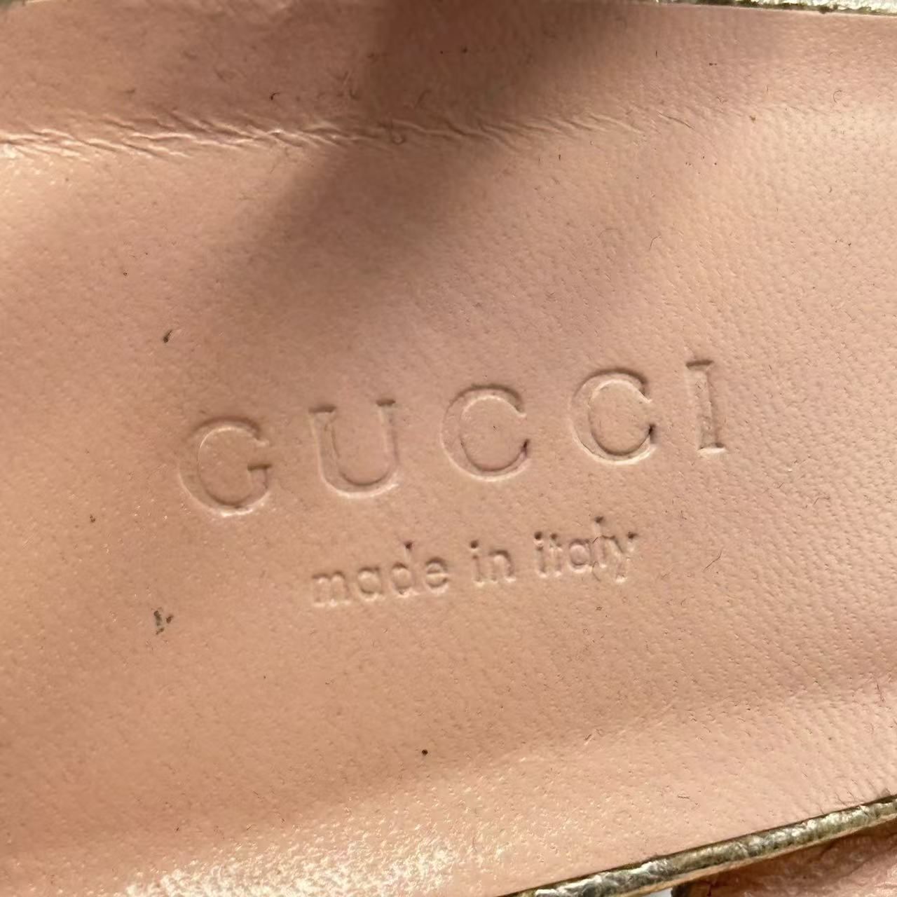 Gucci High Sandals GG Marmont Double Log Leather Gold — view 8
