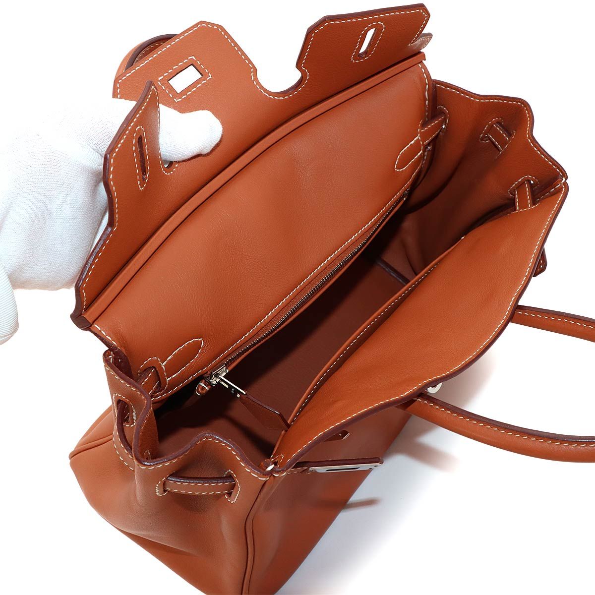 Hermes Birkin 25 Swift Gold Hand Bag Silver — view 9