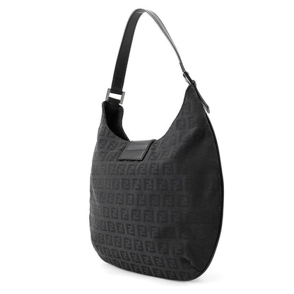 Fendi Handbag Zucchino Shoulder Canvas Leather Bag Black — view 2