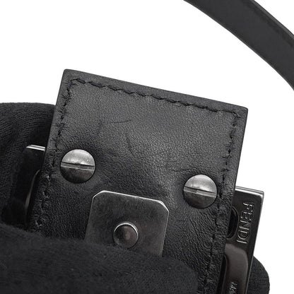 Fendi Handbag Zucchino Shoulder Canvas Leather Bag Black — view 6