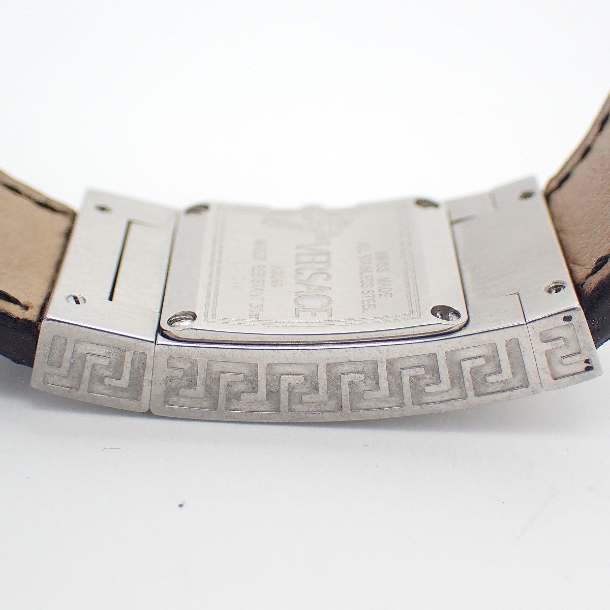Versace Breath Watch Quartz Diamond Bezel Black Dial Leather Strap Pawn — view 8