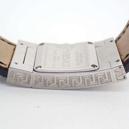 Versace Breath Watch Quartz Diamond Bezel Black Dial Leather Strap Pawn — view 8