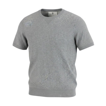 Brunello Cucinelli Gazette Ribbed Short Sleeve T-Shirt XL Gray Cotton