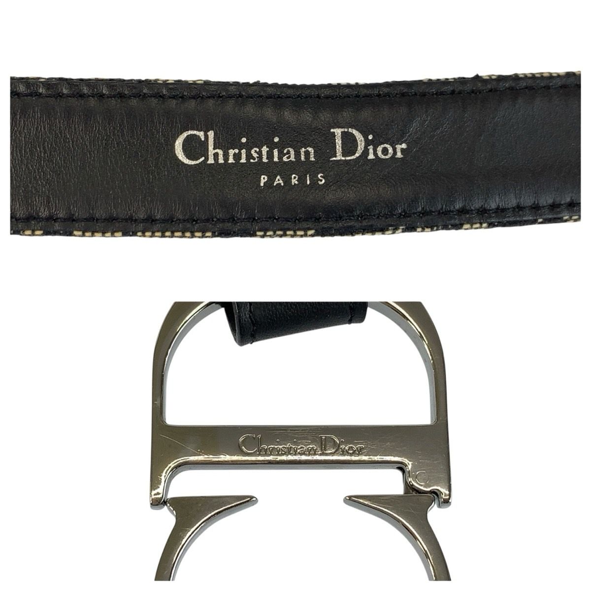 Dior Vintage Trotter 75 cm Navy Silver Canvas Belt — view 3