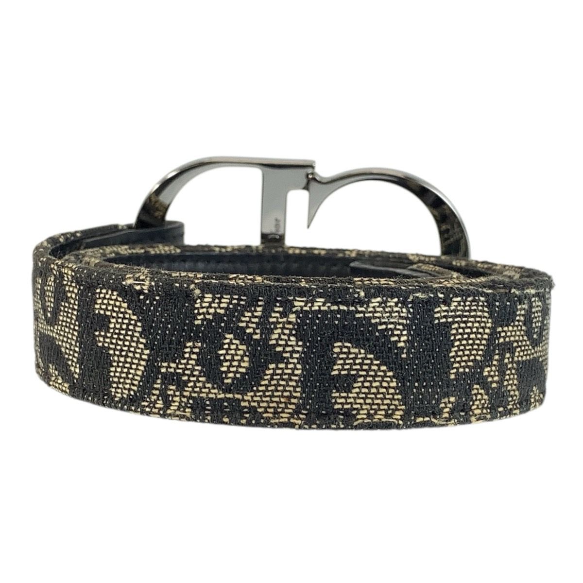 Dior Vintage Trotter 75 cm Navy Silver Canvas Belt — view 2