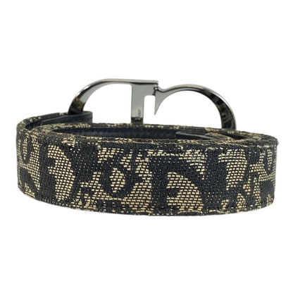Dior Vintage Trotter 75 cm Navy Silver Canvas Belt — view 2