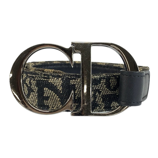 Dior Vintage Trotter 75 cm Navy Silver Canvas Belt