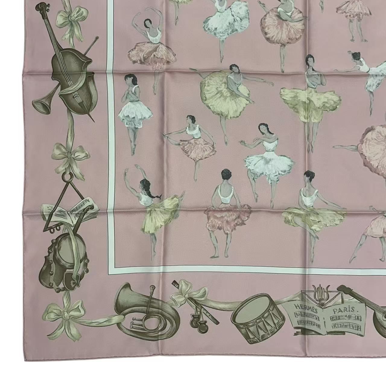 Hermes Carre 90 Scarf Silk la Dance Ballet Dancer Ballerina Pink — view 2