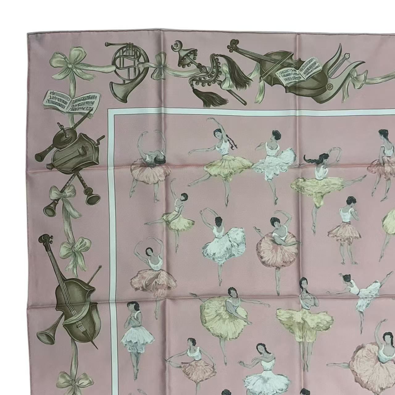 Hermes Carre 90 Scarf Silk la Dance Ballet Dancer Ballerina Pink — view 5