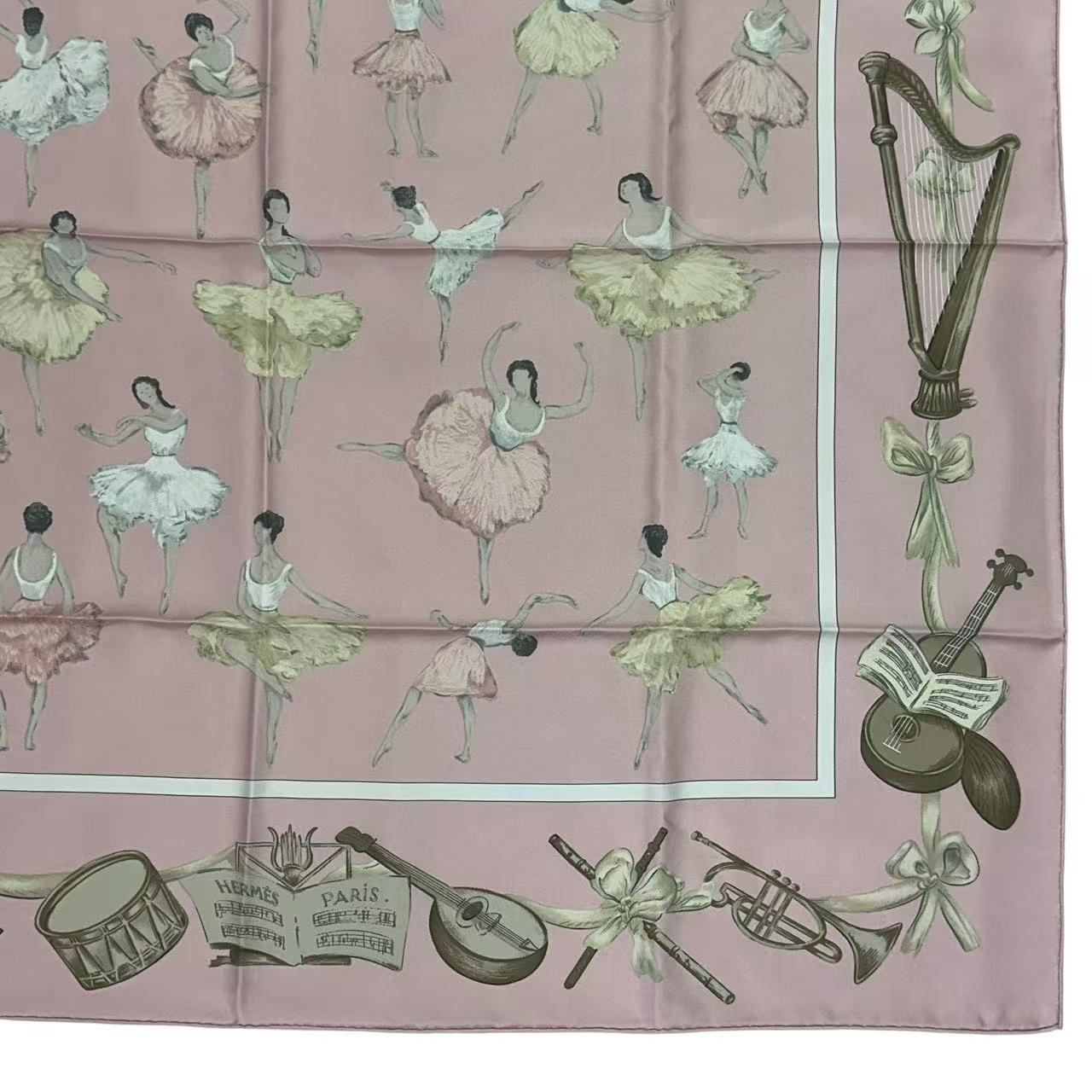 Hermes Carre 90 Scarf Silk la Dance Ballet Dancer Ballerina Pink — view 3