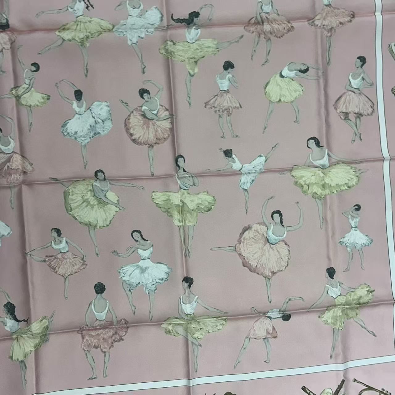 Hermes Carre 90 Scarf Silk la Dance Ballet Dancer Ballerina Pink — view 6