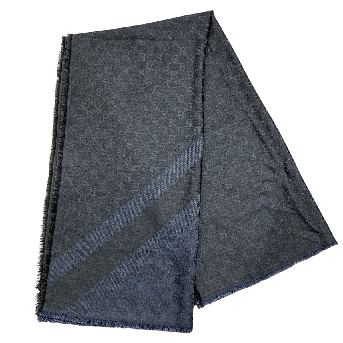 Gucci GG Line Shawl Wool Silk Scarf — view 6