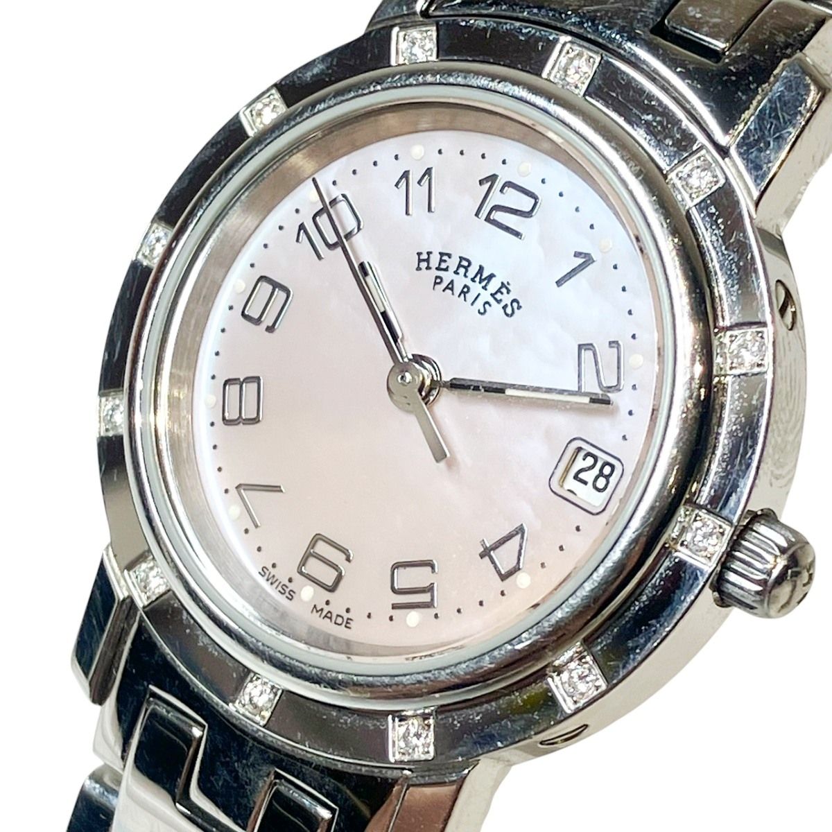 Hermes Cles Watch SS Quartz Pink Shell Dial — view 4