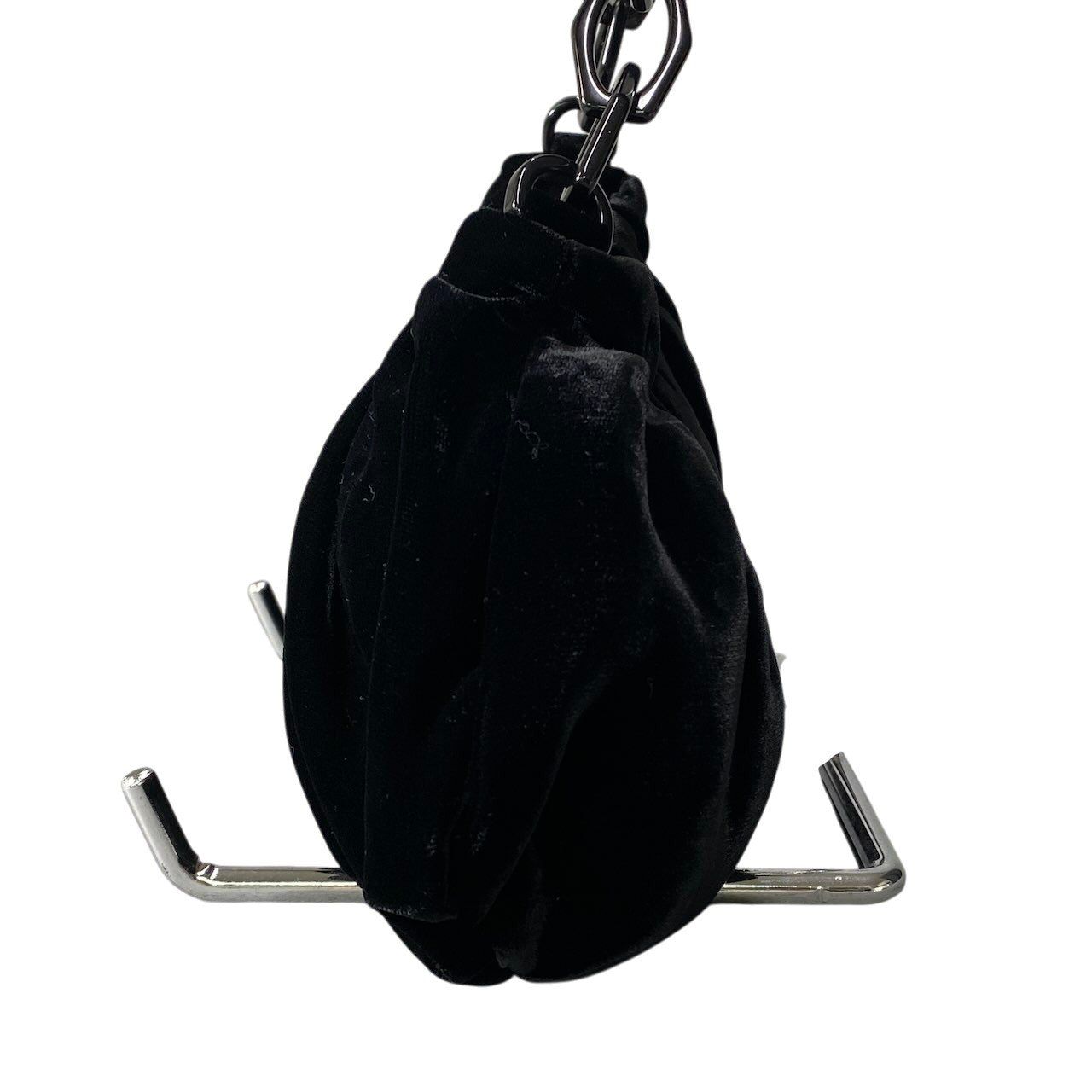Prada Velvet Plastic Chain Shoulder Bag Black — view 3