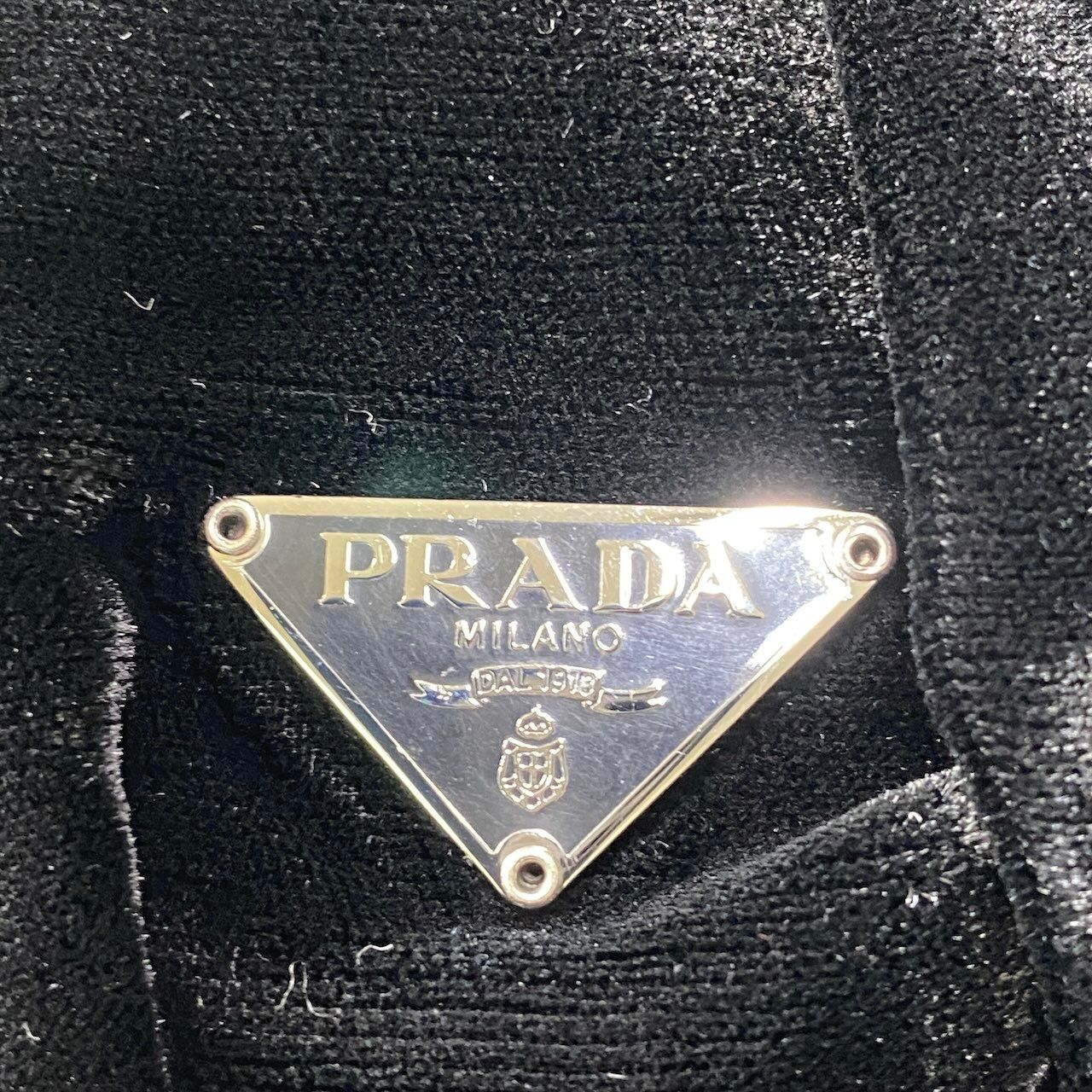 Prada Velvet Plastic Chain Shoulder Bag Black — view 8