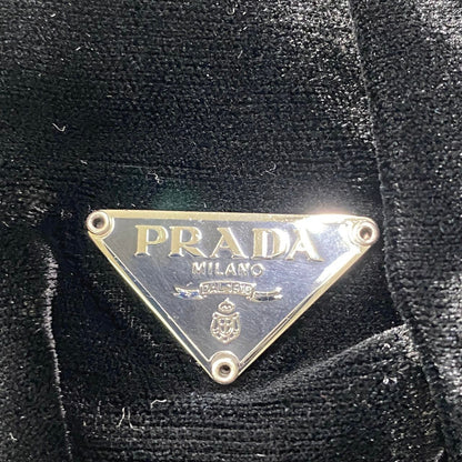 Prada Velvet Plastic Chain Shoulder Bag Black — view 8