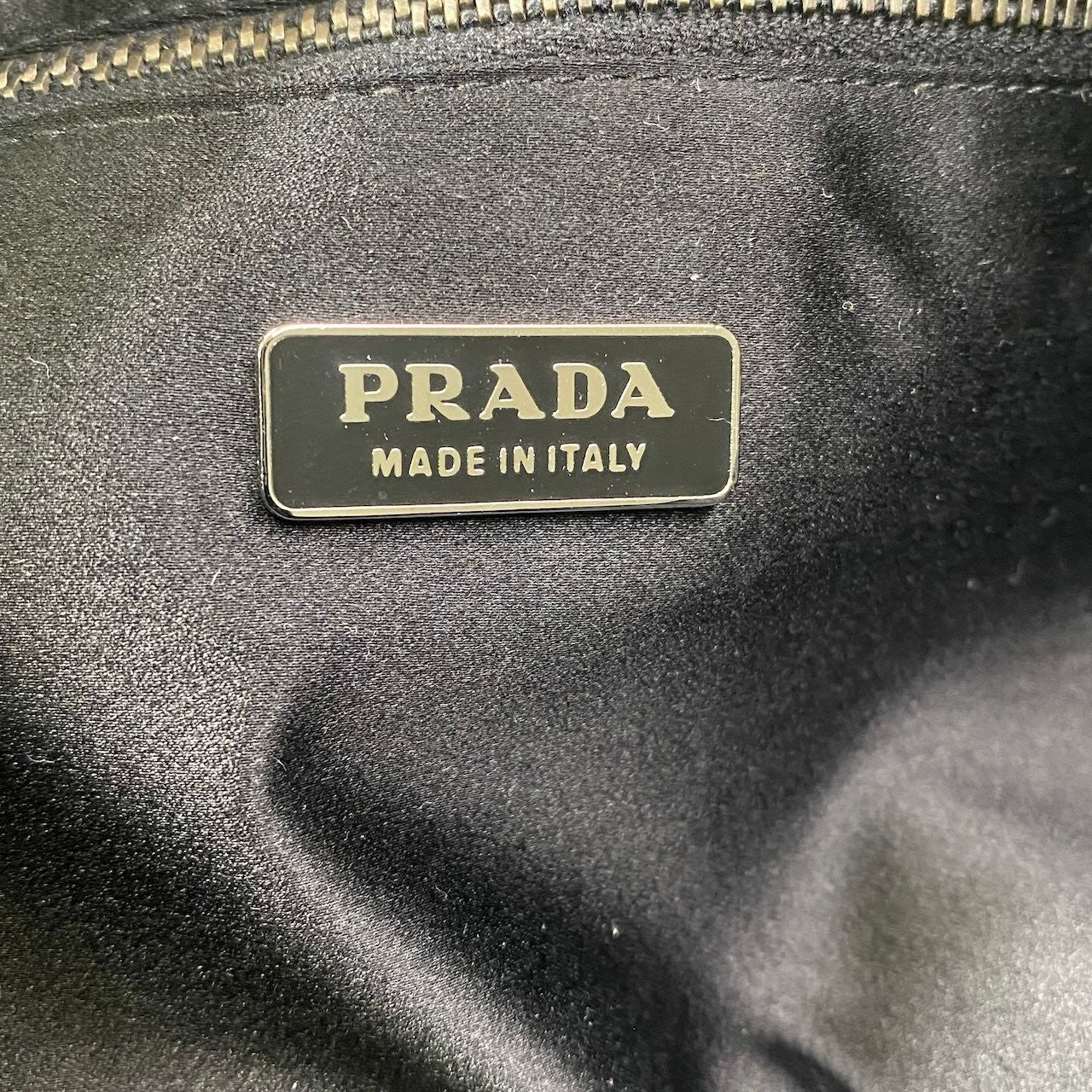 Prada Velvet Plastic Chain Shoulder Bag Black — view 9