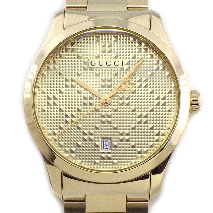 Gucci Watch Timeless 126.4 Gold Dial Date SS