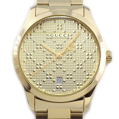 Gucci Watch Timeless 126.4 Gold Dial Date SS