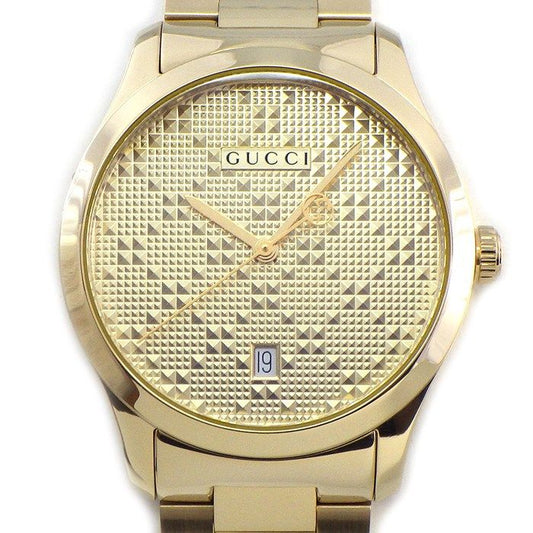 Gucci Watch Timeless 126.4 Gold Dial Date SS