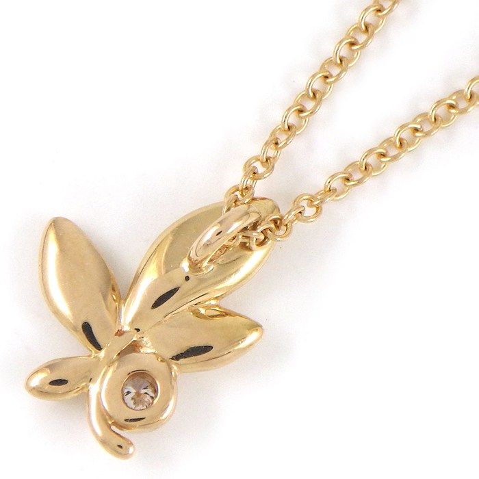 Tiffany & Co Necklace Olive Leaf 1 Point Diamond 18k Pink Gold — view 2