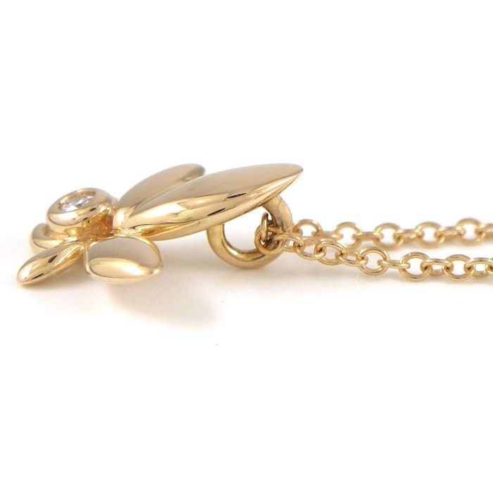 Tiffany & Co Necklace Olive Leaf 1 Point Diamond 18k Pink Gold — view 3