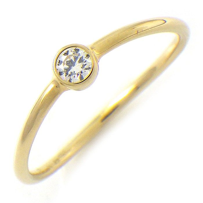 Tiffany & Co Ring Wave Single Row Point Diamond 18k Yellow Gold