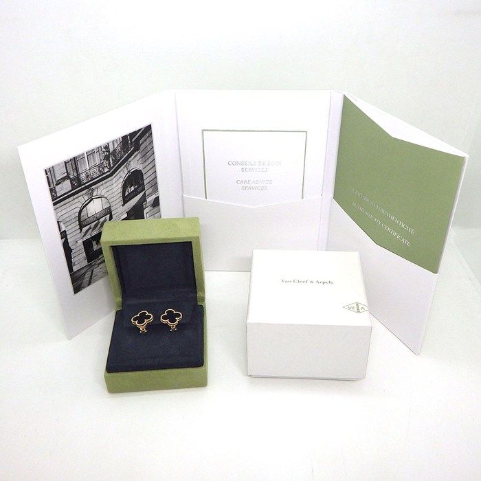 Van Cleef & Arpels Earrings Vintage Alhambra Onyx 18k Yellow Gold — view 5