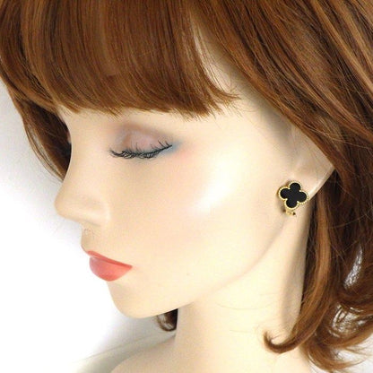 Van Cleef & Arpels Earrings Vintage Alhambra Onyx 18k Yellow Gold — view 7