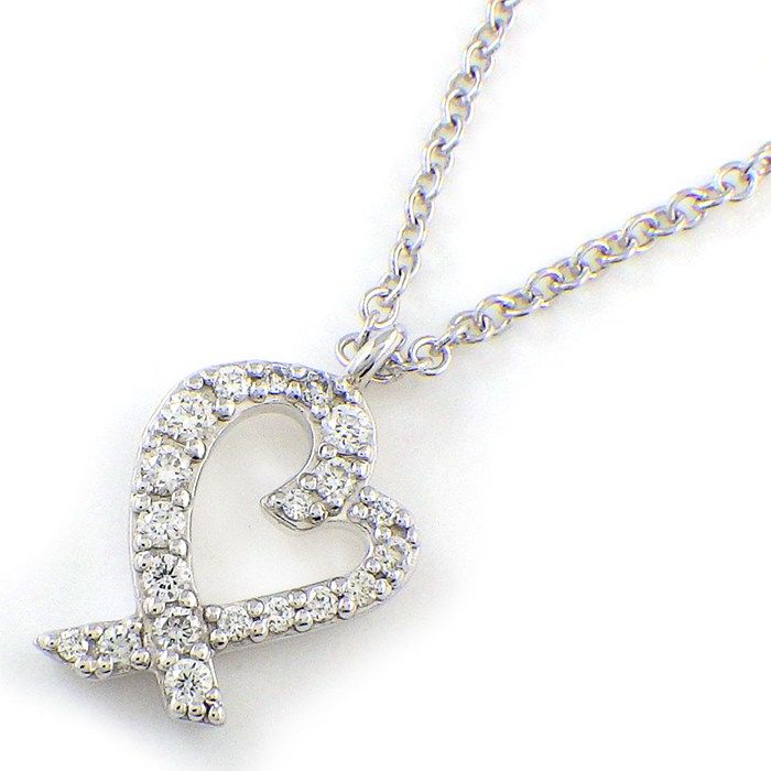 Tiffany & Co Necklace Loving Heart Diamond 18k White Gold