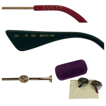 Gucci Gold Gray Metal 007 56 Sunglasses Eyewear — view 7