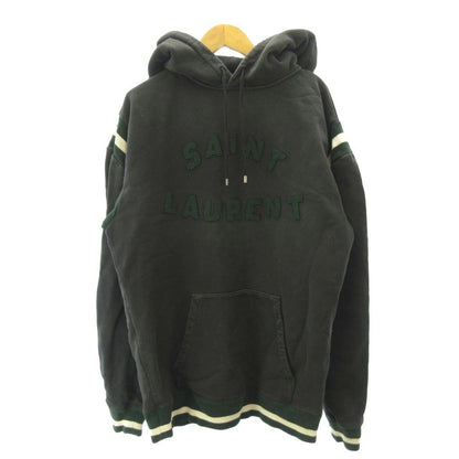 Saint Laurent Paris Logo Hoodie Sweatshirt Brushed Lining Navy XS