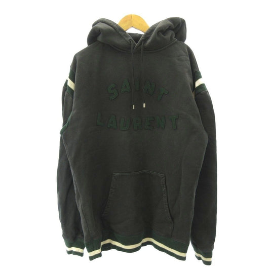 Saint Laurent Paris Logo Hoodie Sweatshirt Brushed Lining Navy XS