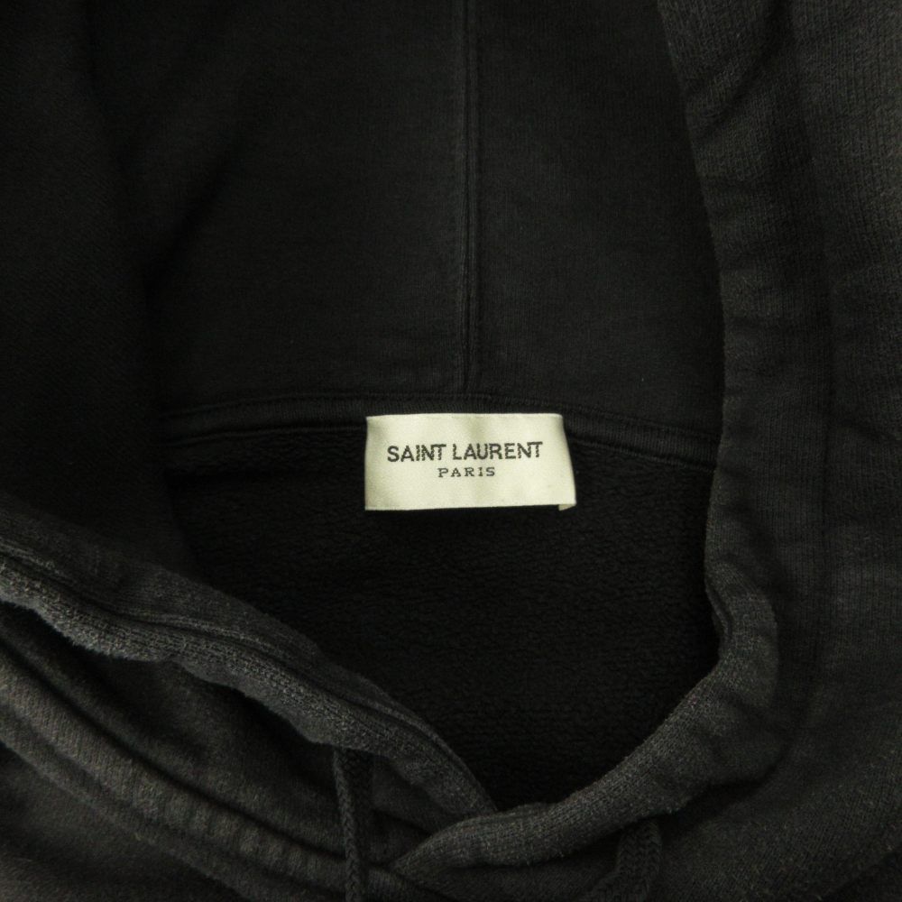 Saint Laurent Paris Logo Hoodie Sweatshirt Brushed Lining Navy XS — view 3