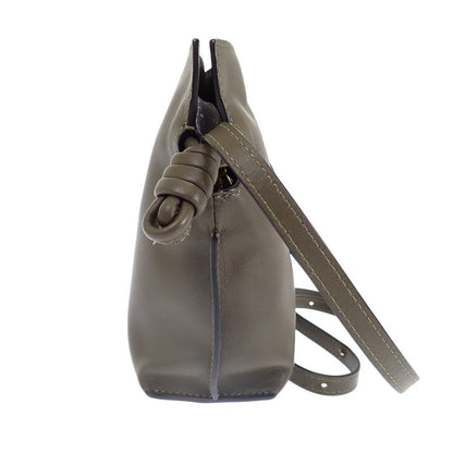 Loewe Flamenco Clutch Mini 2-Way Shoulder Handbag Nappa Calfskin Dark Khaki Gold — view 3