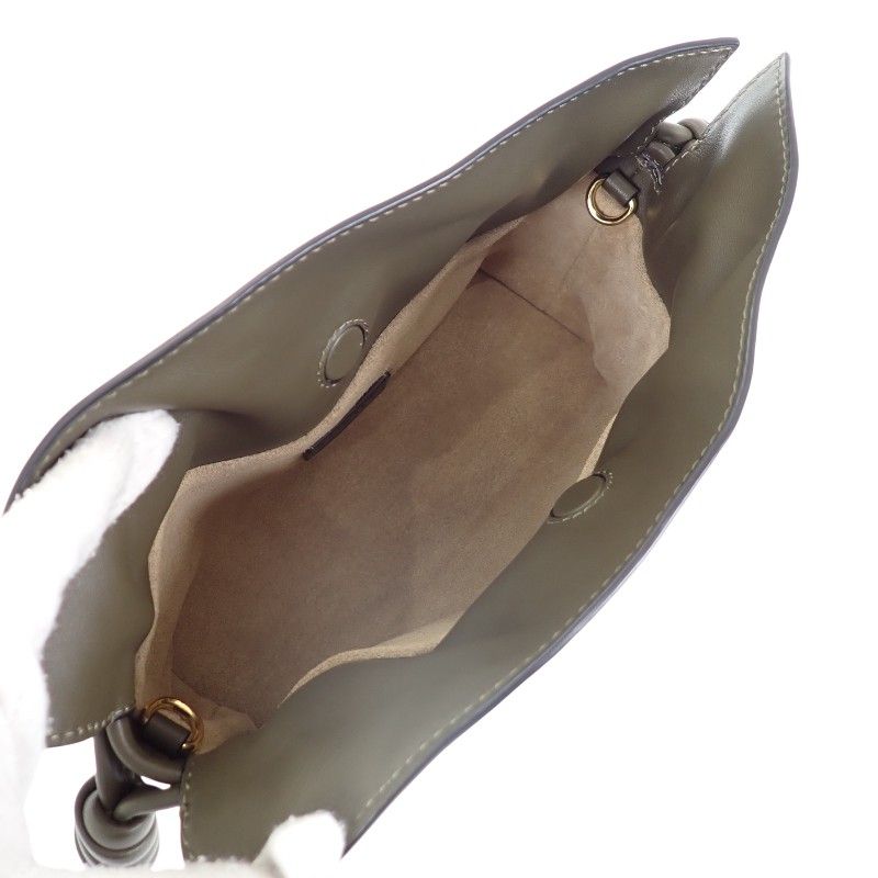 Loewe Flamenco Clutch Mini 2-Way Shoulder Handbag Nappa Calfskin Dark Khaki Gold — view 7