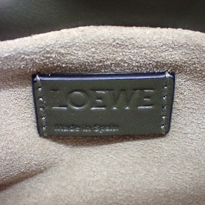 Loewe Flamenco Clutch Mini 2-Way Shoulder Handbag Nappa Calfskin Dark Khaki Gold — view 9